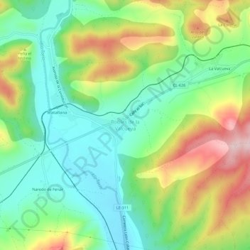 Robles de la Valcueva topographic map, elevation, terrain