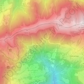 Sbarra topographic map, elevation, terrain