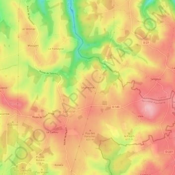 Soumeyrat topographic map, elevation, terrain