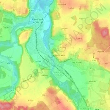 Oberhaus topographic map, elevation, terrain