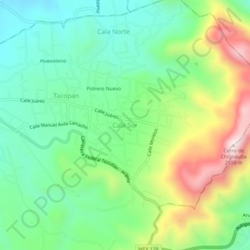 Cala Sur topographic map, elevation, terrain