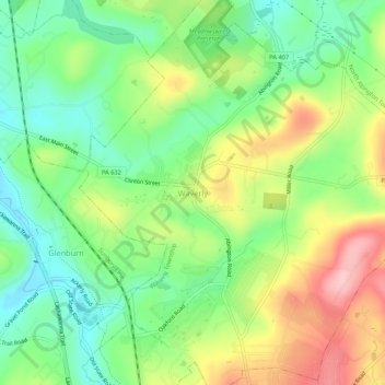 Waverly topographic map, elevation, terrain