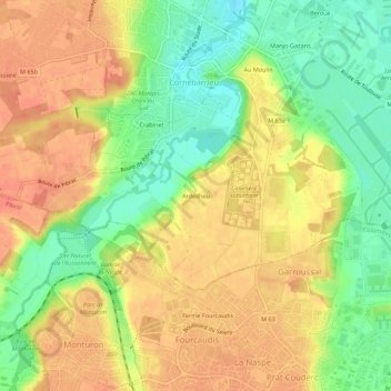 Ardeilhou topographic map, elevation, terrain