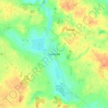 Sandvad topographic map, elevation, terrain