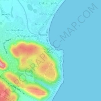 Mangamari Peta topographic map, elevation, terrain