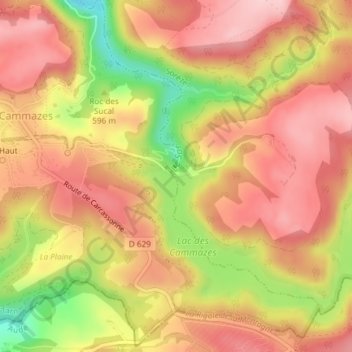 Barrage des Cammazes topographic map, elevation, terrain