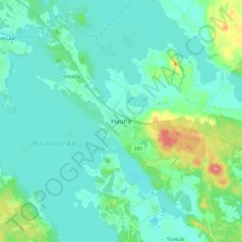 Hauho topographic map, elevation, terrain