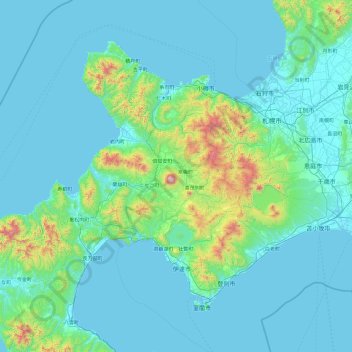 Abuta County topographic map, elevation, terrain