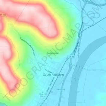 Raulstontown topographic map, elevation, terrain