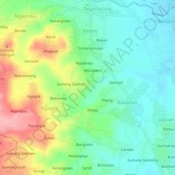 Wonokriti topographic map, elevation, terrain