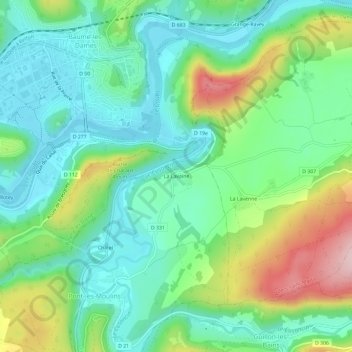 La Lavaine topographic map, elevation, terrain