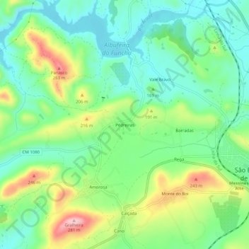 Pedreiras topographic map, elevation, terrain