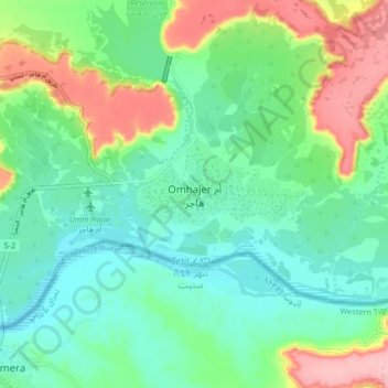 Omhajer topographic map, elevation, terrain