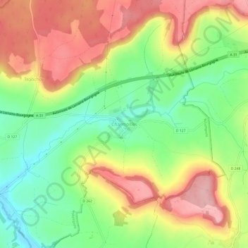 Charmoilles topographic map, elevation, terrain