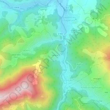 Aulignac topographic map, elevation, terrain