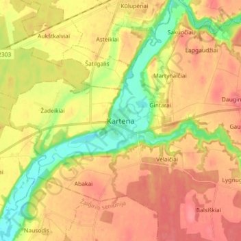 Kartena topographic map, elevation, terrain