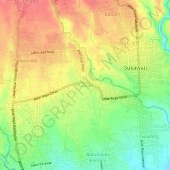 Celuk topographic map, elevation, terrain