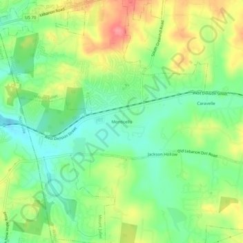 Monticello topographic map, elevation, terrain