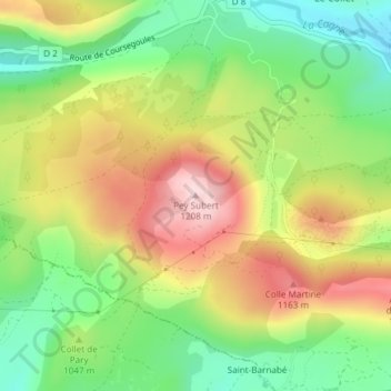 Pey Subert topographic map, elevation, terrain