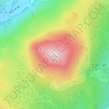 Harter Fell topographic map, elevation, terrain