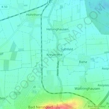 Kreuzriehe topographic map, elevation, terrain