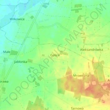 Golice topographic map, elevation, terrain