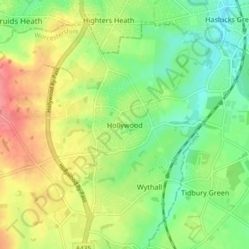 Hollywood topographic map, elevation, terrain
