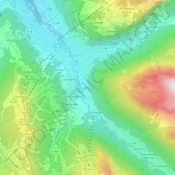 La Mernaz topographic map, elevation, terrain