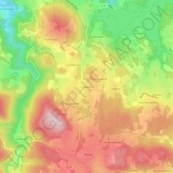 La Jeanne topographic map, elevation, terrain
