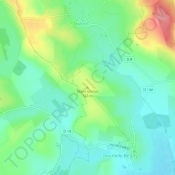Mont Givron topographic map, elevation, terrain