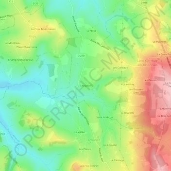L'Argolay topographic map, elevation, terrain
