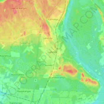 Lehmo topographic map, elevation, terrain
