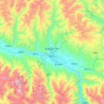 Garze topographic map, elevation, terrain