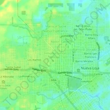 Inmortal Simón Bolívar topographic map, elevation, terrain