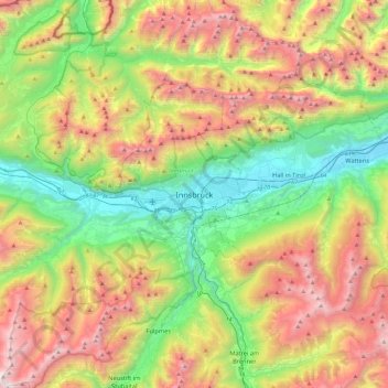 Innsbruck topographic map, elevation, terrain