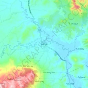 Alicia topographic map, elevation, terrain