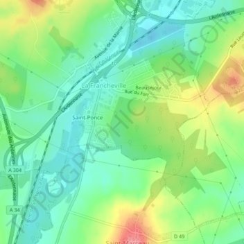 Bois Sanfort topographic map, elevation, terrain