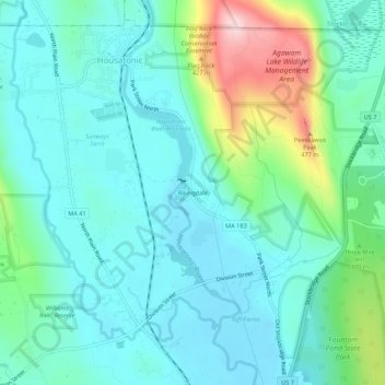 Risingdale topographic map, elevation, terrain