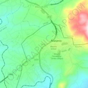 Siriba topographic map, elevation, terrain
