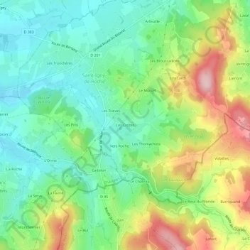Les Crozes topographic map, elevation, terrain