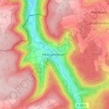 Hettigenbeuern topographic map, elevation, terrain