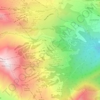 Le Corbier topographic map, elevation, terrain