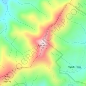 Tyre Knob topographic map, elevation, terrain