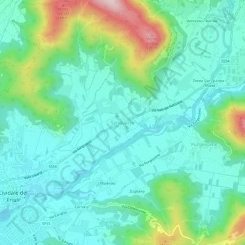 Sanguarzo topographic map, elevation, terrain