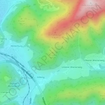 Kessing topographic map, elevation, terrain
