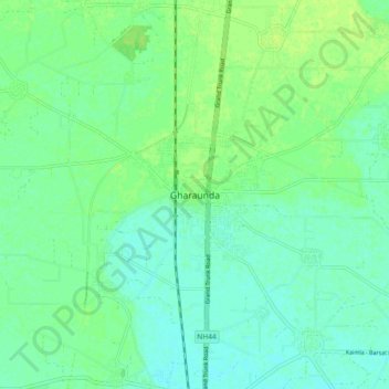 Gharaunda topographic map, elevation, terrain