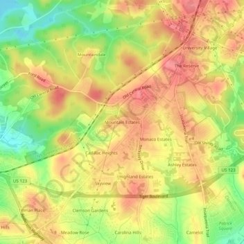 Mountain Estates topographic map, elevation, terrain
