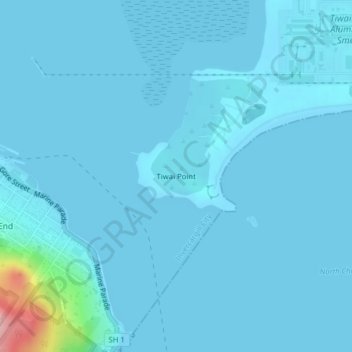 Tiwai Point topographic map, elevation, terrain