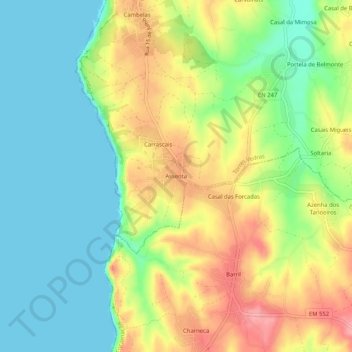 Assenta topographic map, elevation, terrain