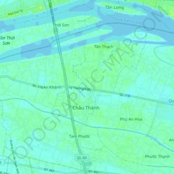 Chau Thanh topographic map, elevation, terrain